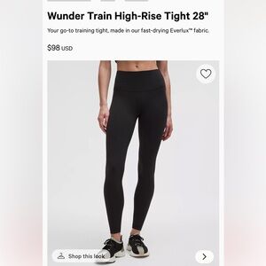 lululemon athletica Black Wunder Train High-Rise Tight 28"
